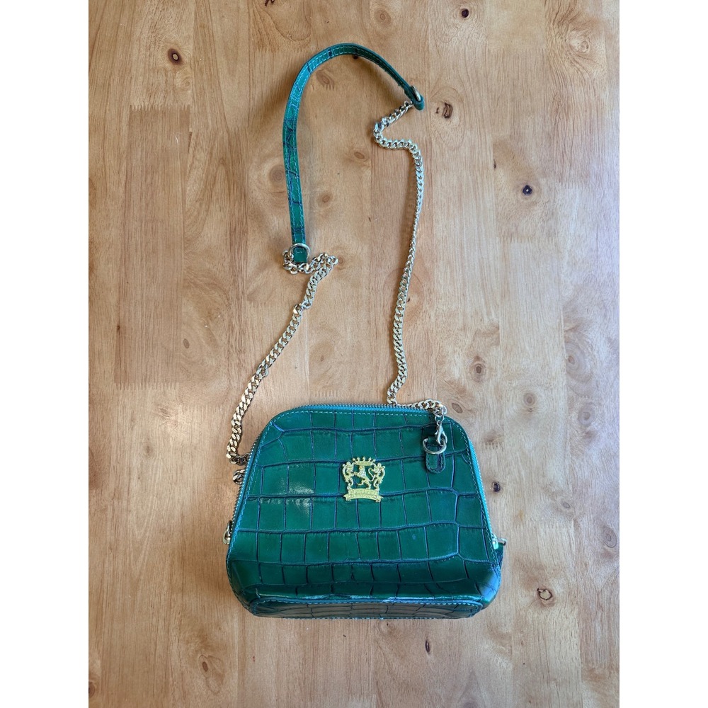 Pratesi Firenze Green Croc Embossed Leather Crossbody Bag Made in Italy - Picture 9 of 13